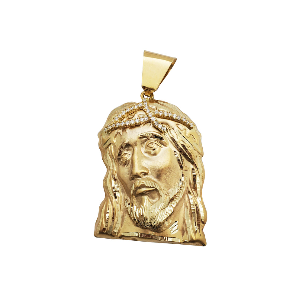 Jesus Head CZ Pendant (14K)