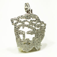 Pendant tar-ras Iced-Out Jesus (Silver; White) - Popular Jewelry NY