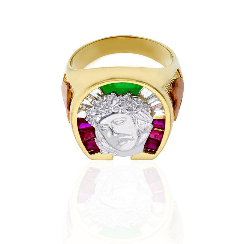 Jesus Multi-Color CZ Ring (14K)