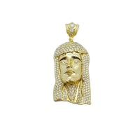 Cubic Zirconia Lightweight Jesus Head Pendant (14K)