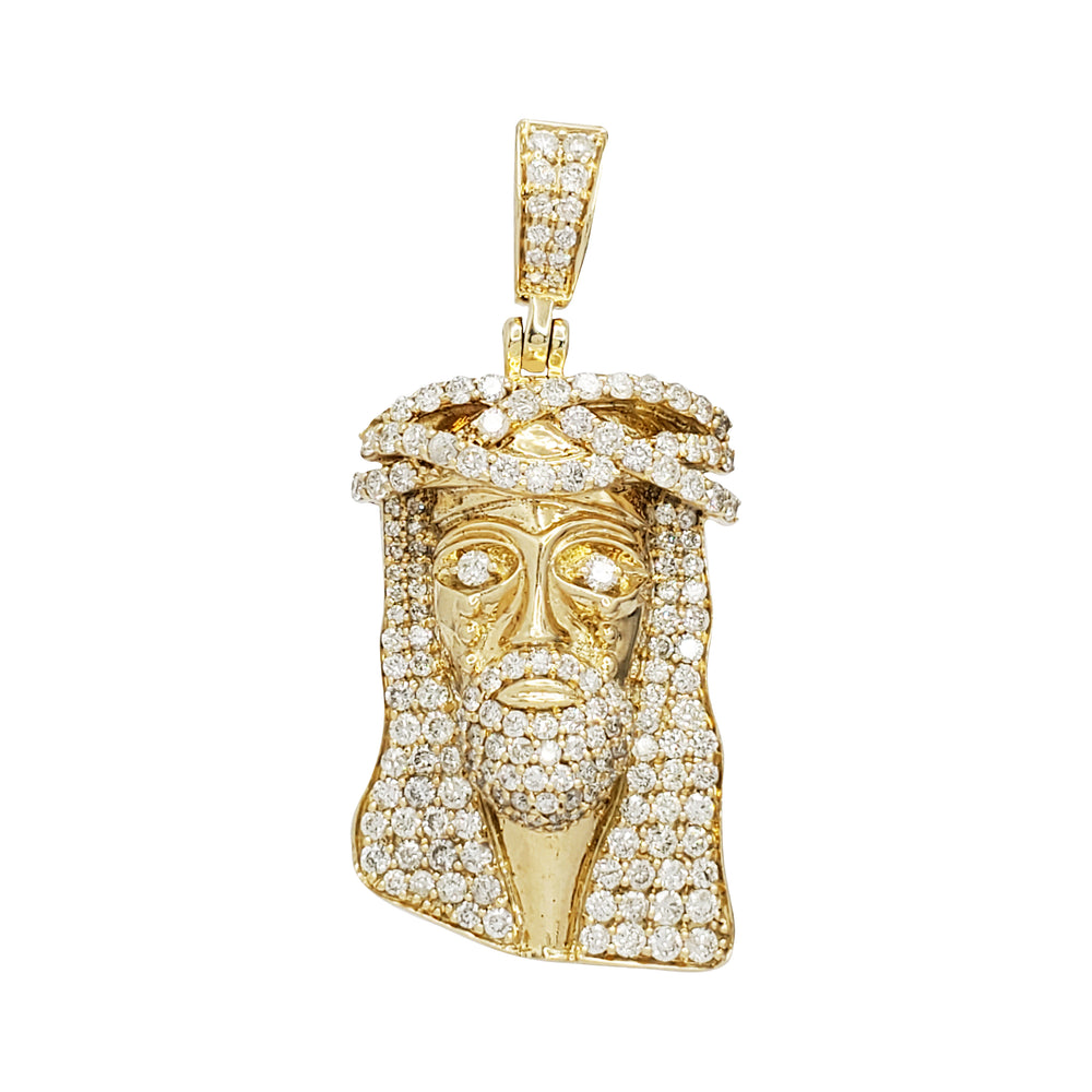 Diamond Jesus Head Pendant (14K)