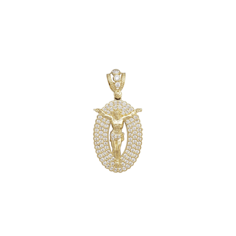 Icy Halo Jesus Crucified Pendant (14K)