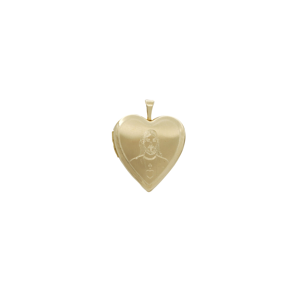 Jesus Head Heart Lock Pendant (14K)