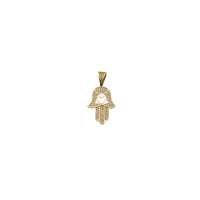 Yellow Gold CZ Hamsa Pendant (14K)