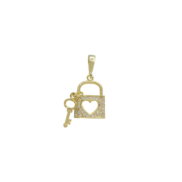 Zirconia Key and Lock Pendant (Silver)