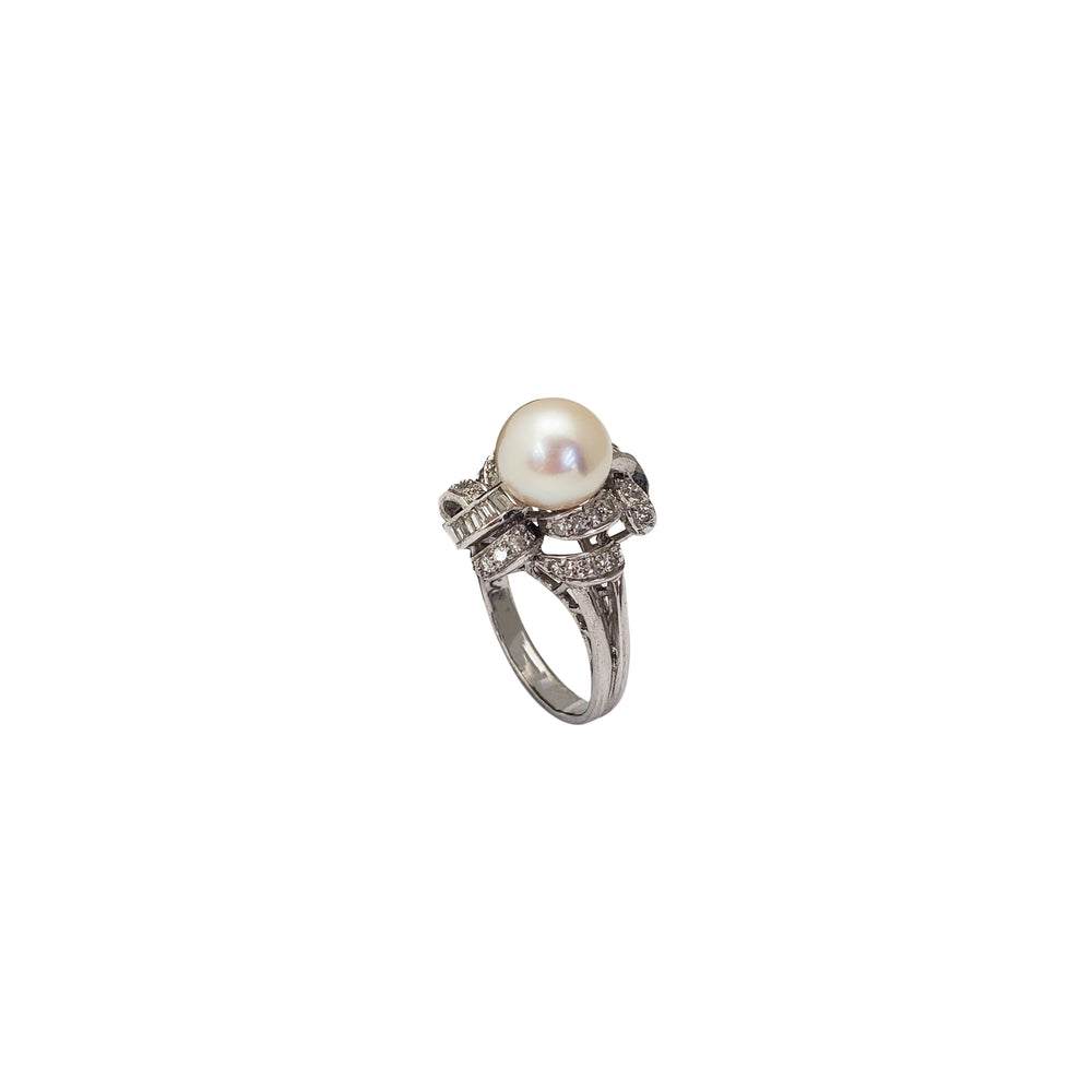 Ribbons Pearl Diamond Ring (14K)