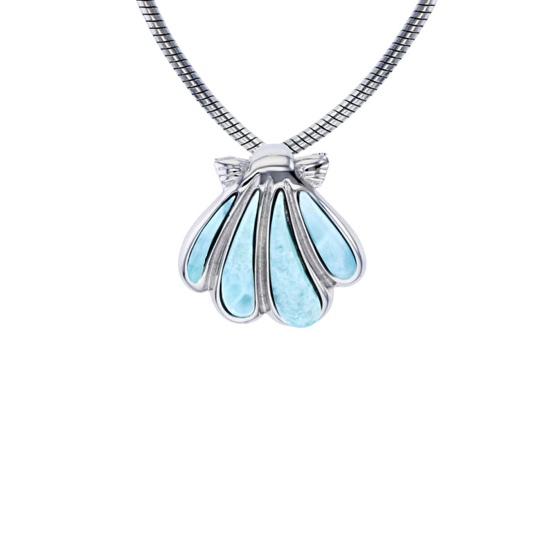 Larimar Shell Necklace (Silver)