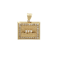 Rectangular Frame Zirconia Last Supper Pendant (14K)