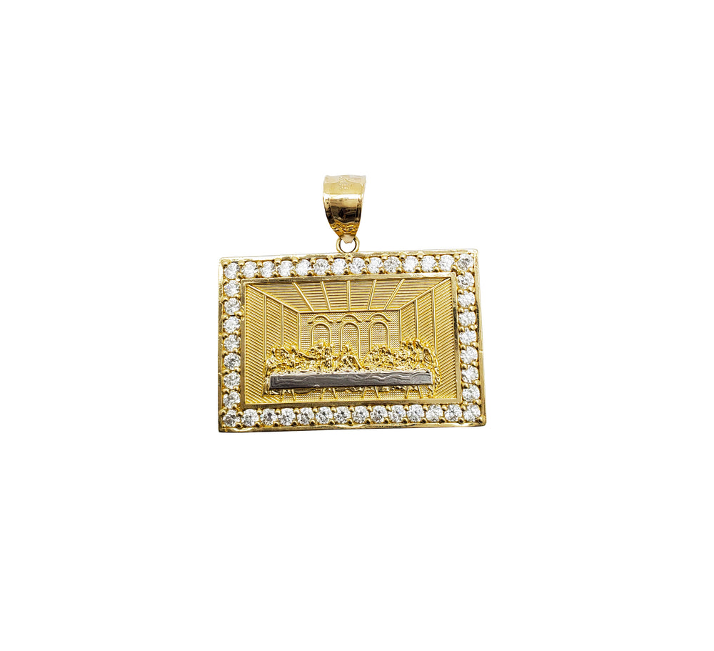 Rectangular Shape Last Supper Pendant (14K)