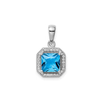 Cubic Zirconia Birth Stone Square Pendant (Silver)