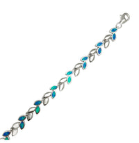 Blue Opal Leaf Bracelet (Silver)