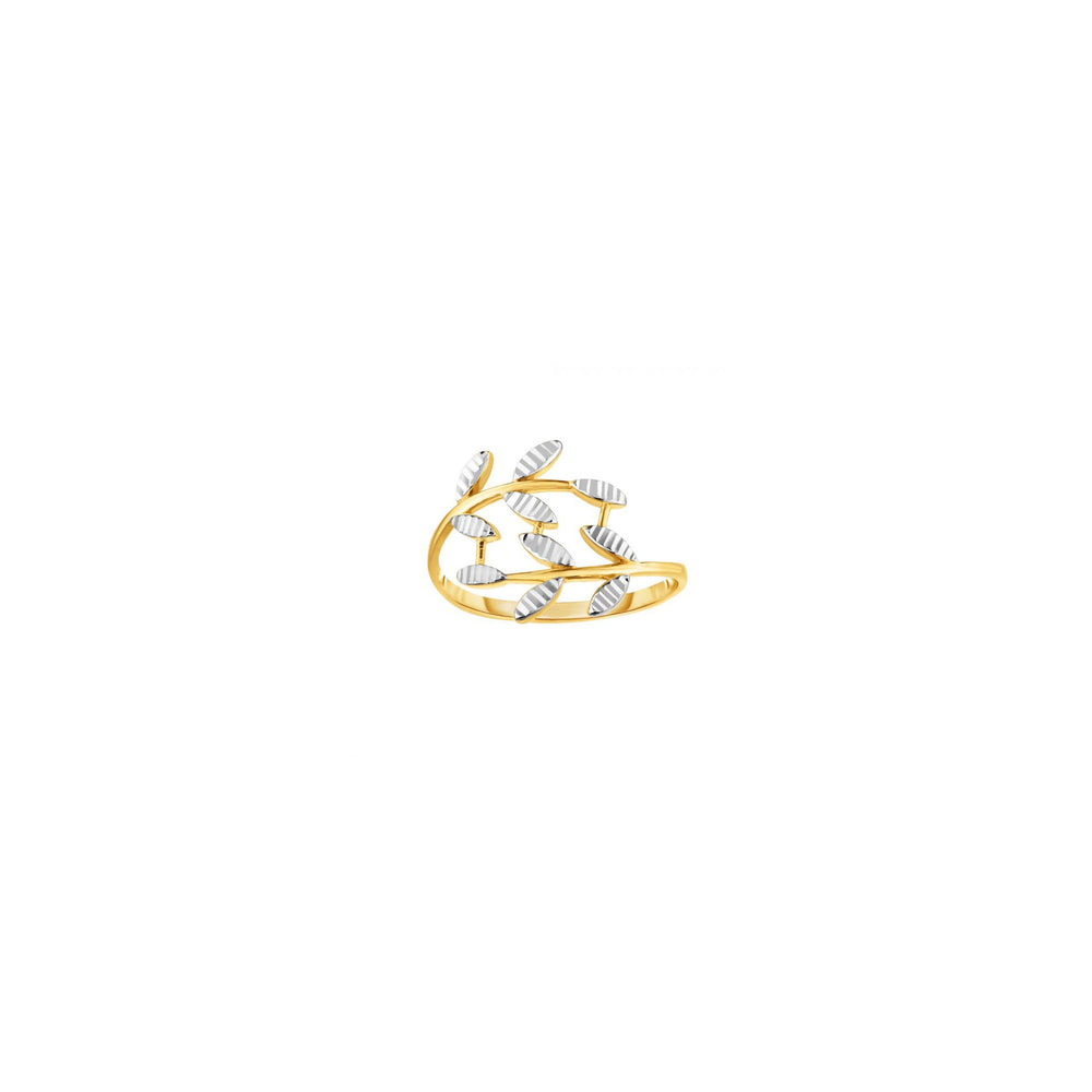 Two Tone Leaf Ring (14K)