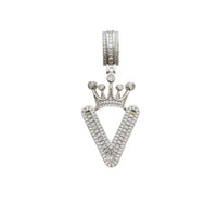 [2.2 inch] Icy Crown Initial Letter Pendant (Silver)