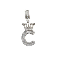 [2.2 inch] Icy Crown Initial Letter Pendant (Silver)