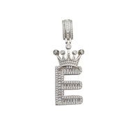 [2.2 inch] Icy Crown Initial Letter Pendant (Silver)
