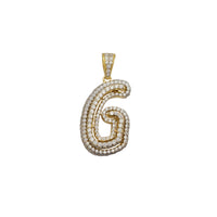 Cubic Zirconia Script Initial Letter Pendant (14K)