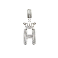 [2.2 inch] Icy Crown Initial Letter Pendant (Silver)