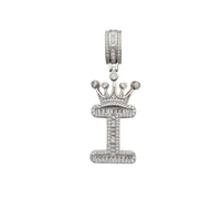 [2.2 inch] Icy Crown Initial Letter Pendant (Silver)