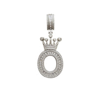 [2.2 inch] Icy Crown Initial Letter Pendant (Silver)