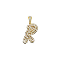 Cubic Zirconia Script Initial Letter Pendant (14K)