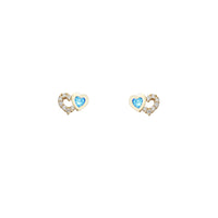 Zirconia Outlined Hearts Stud Earrings (14K)