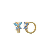 CZ Butterfly Huggie Earrings (14K)