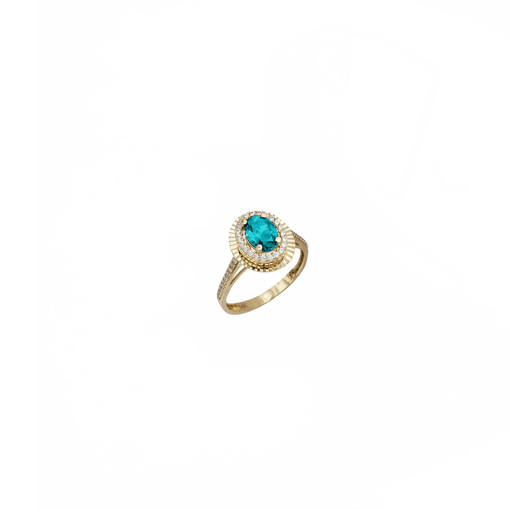 Light Blue Oval Cubic Zirconia Lady Ring (14K)