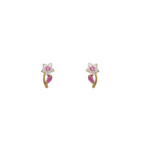 Curved Flower Stud Earrings (14K)