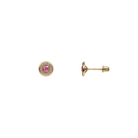Zirconia Bezel Round Stud Earrings (14K)