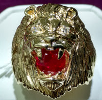 Lion Head Men's Ring 14K - Lucky Diamond 恆福 珠寶 金 行 New York City 169 Canal Street 10013 Magazen bijou Playboi Charlie Chinatown @luckydiamondny 2124311180