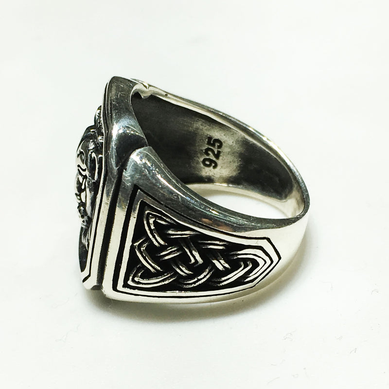 Antique-Finish Framed Lion Visage Ring (Silver) - Popular Jewelry