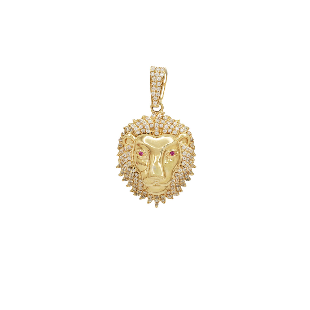 Zirconia Lion Head Pendant (14K)
