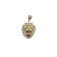 Yellow Gold Iced-Out Lion Head Pendant (14K)