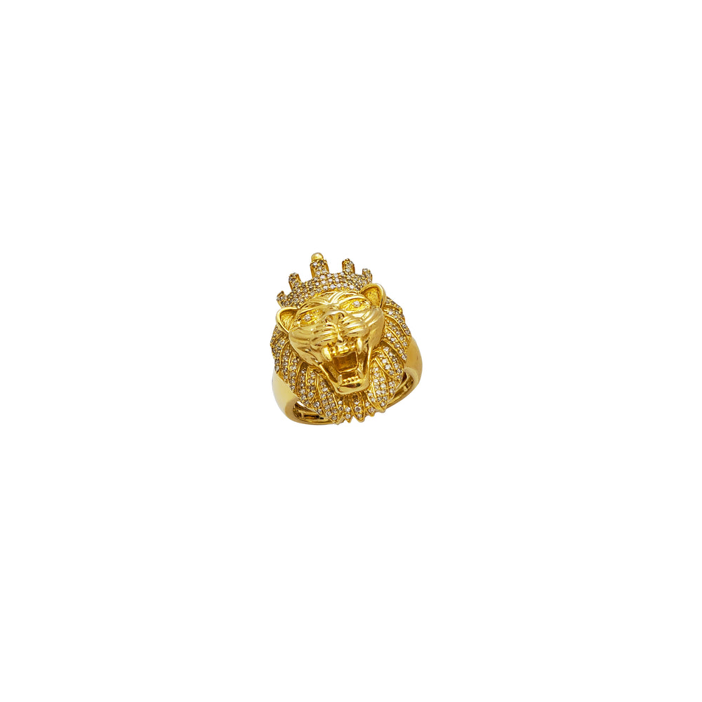 Diamond Lion Head Ring (14K)