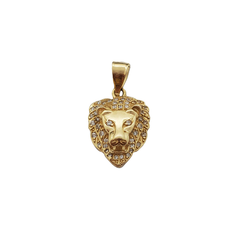 Iced-Out Lion Head Pendant (14K)