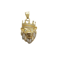 Iced-Out Lion Head Crown Pendant (14K)
