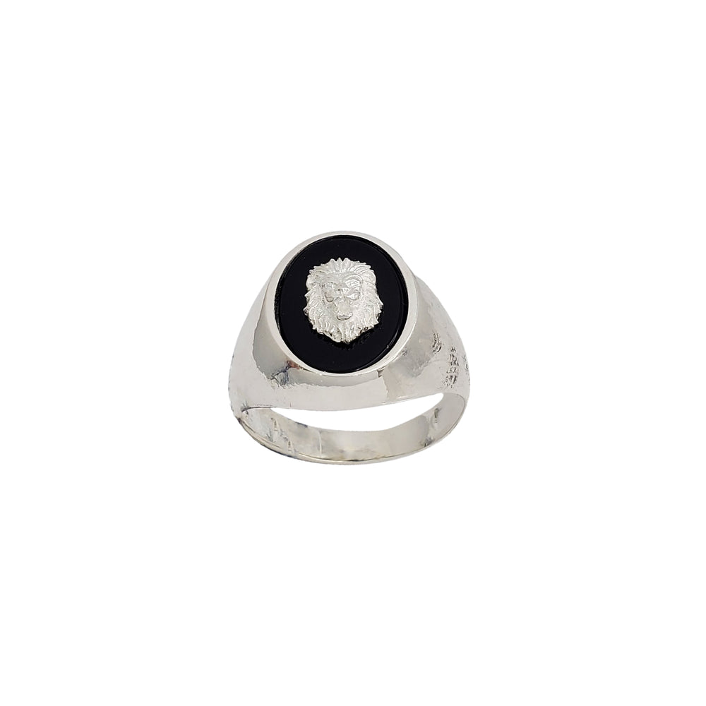 Black Onyx Lion Ring (Silver)