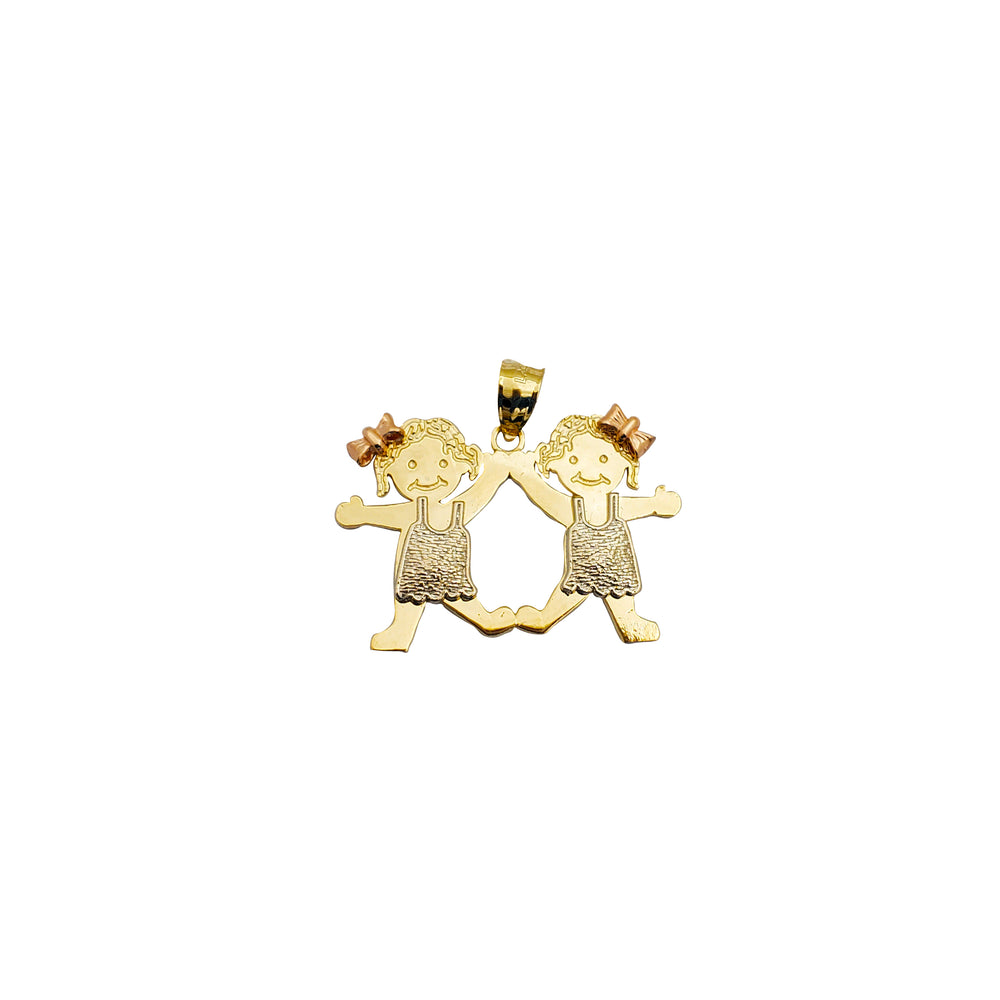Two Little Girl Pendant (14K)