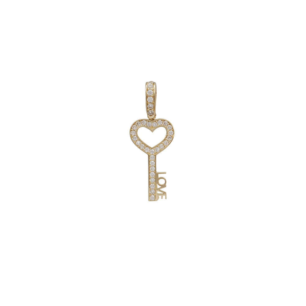 Zirconia "Love" Heart Key Pendant (14K)