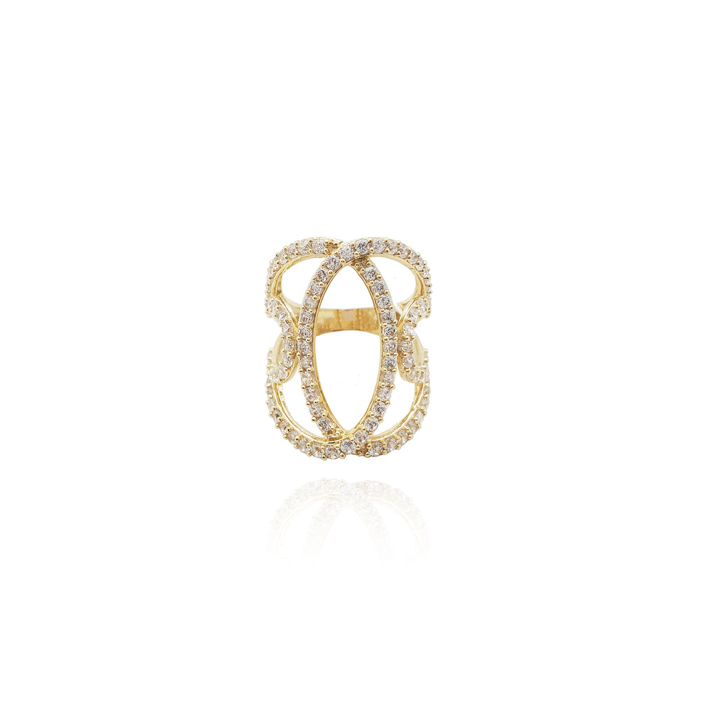 Long Finger Cocktail CZ Ring (14K) Popular Jewelry New York
