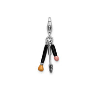 Enameled Polished Makeup with Lobster Clasp Charm (Silver)