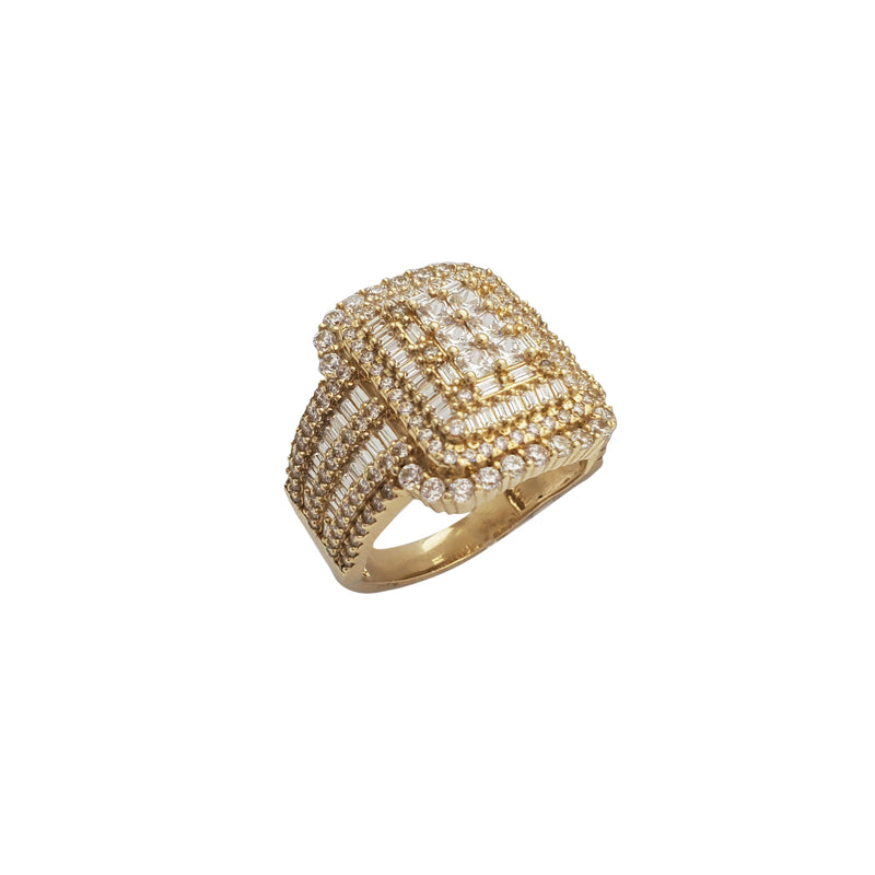 Iced-Out Rectangular Cushion Signet Ring (14K)
