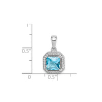 Cubic Zirconia Birth Stone Square Pendant (Silver)