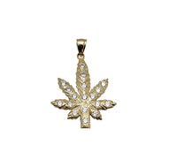 Marijuana Leaf CZ Pendant (14K)