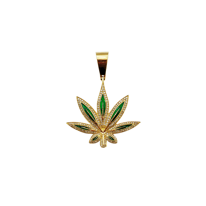 Diamond Marijuana Leaf Pendant (14K)