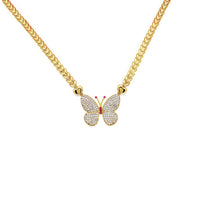 Fancy-Halskette mit CZ-Schmetterling aus Gelbgold (14 Karat)