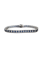 Bracelet Tennis Marquise Bleu & Blanc (Argent)