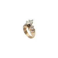 Веренички прстен со дијамантски маркиз Шеврон Сајдс (14К)