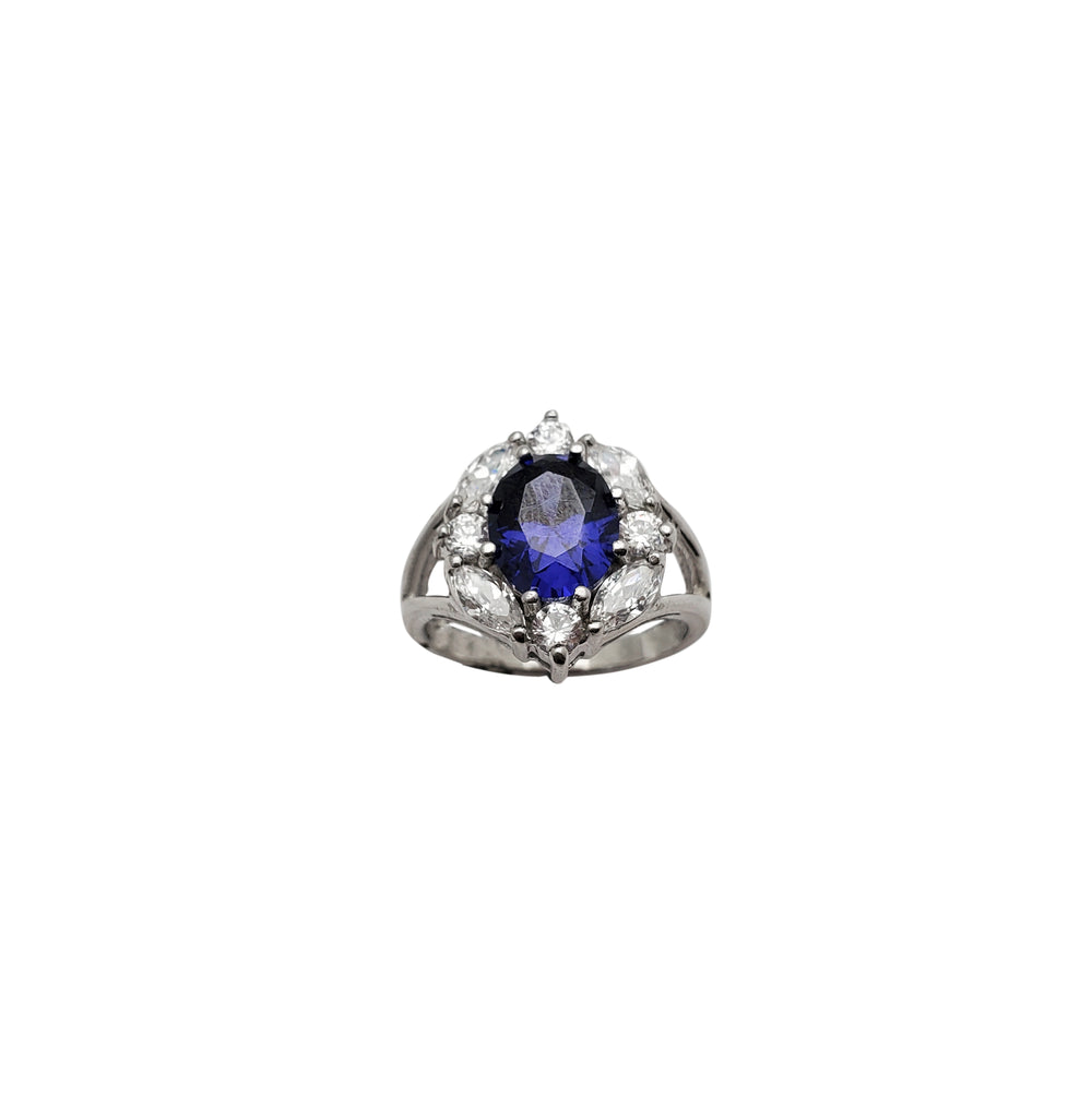 Tanzanite Flower Cocktail Marquise Lady Ring (Silver)