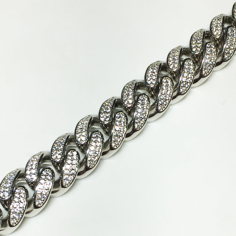 Iced-Out Miami-Cuban Bracelet (Silver)